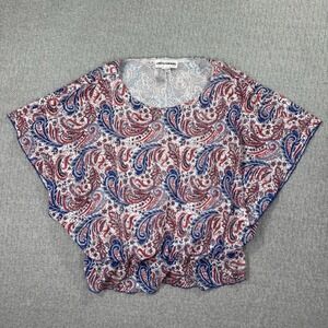 Cathy Daniels Shirt Womens‎ XL Red White Blue Paisley Blouse Patriotic USA